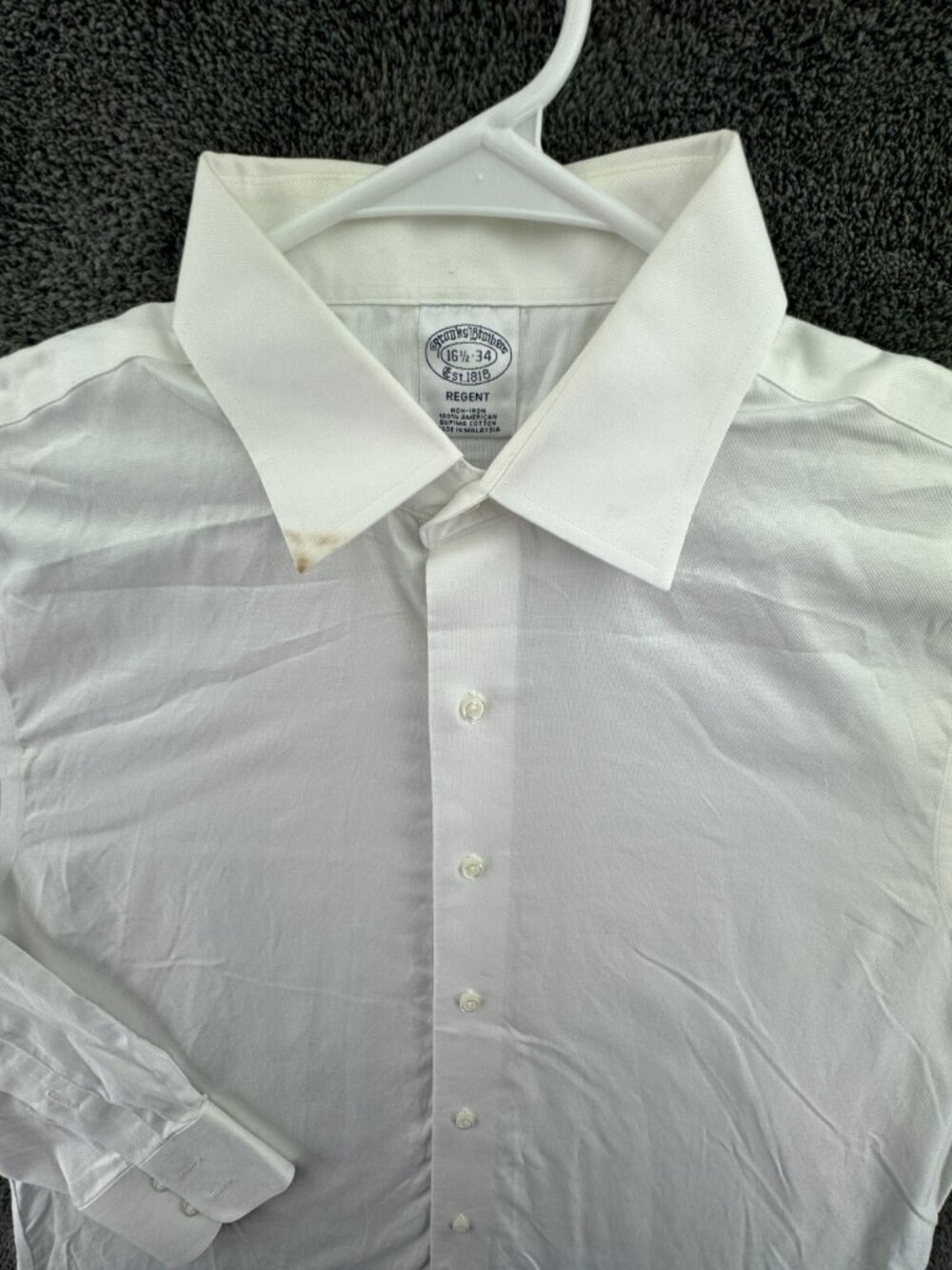 Brooks Brothers Button Up Shirt Long Sleeve White 16.5 34 Supima Cotton Regent